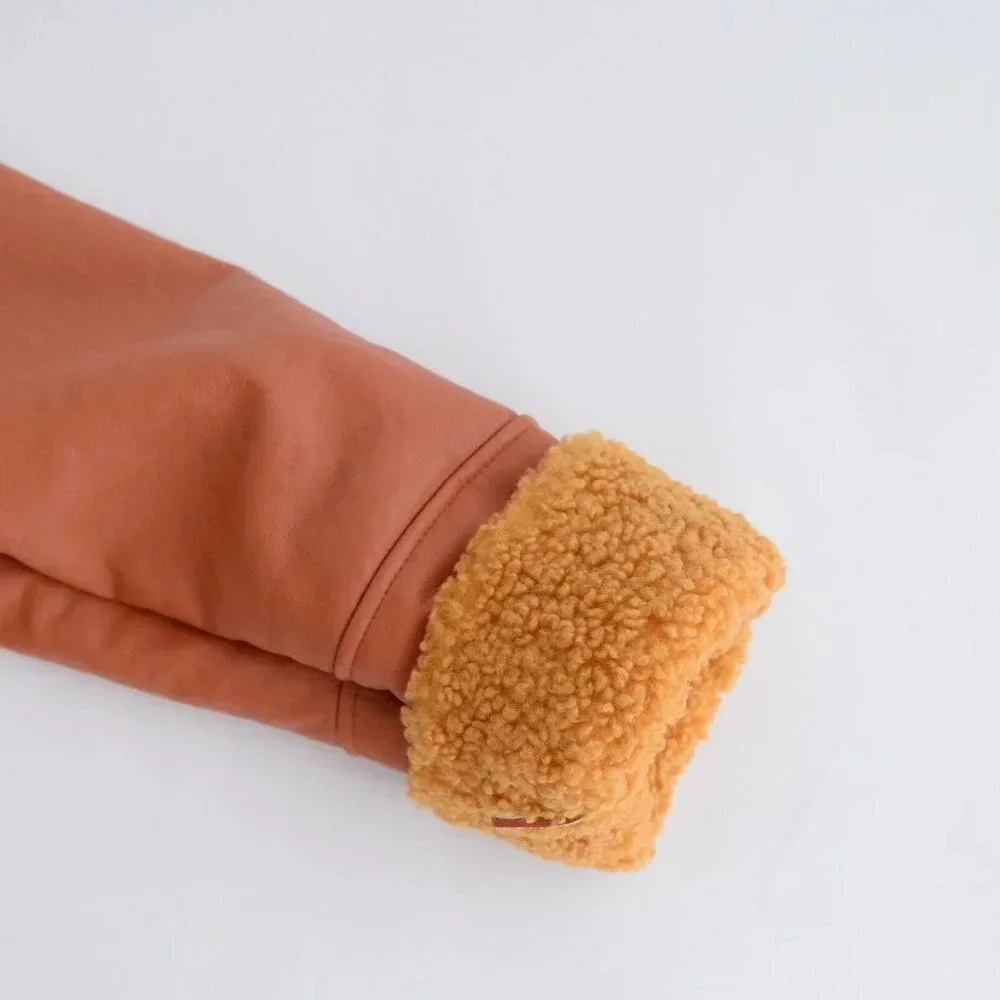 We The Free Kaja Vegan Bonded  Leather Peacoat Rust Bomber Jacket Boho M - Picture 10 of 12